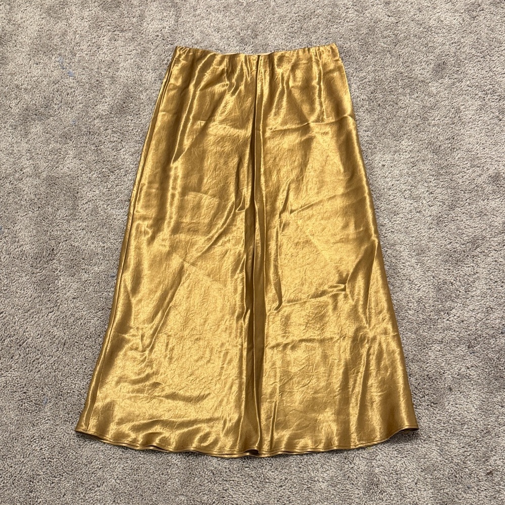 MaxMara Satin Gold Maxi Skirt